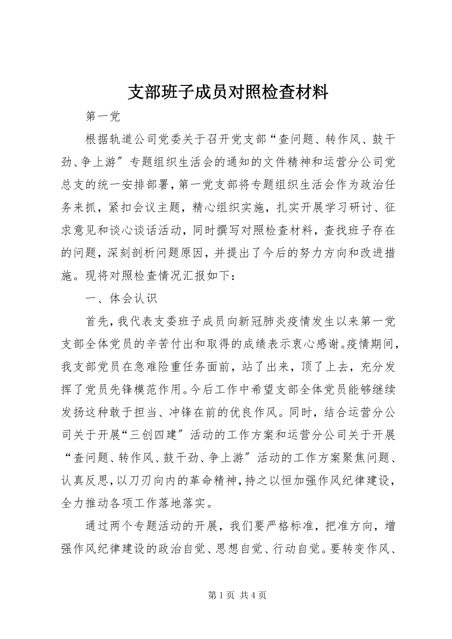 2023年支部班子成员对照检查材料.docx_第1页