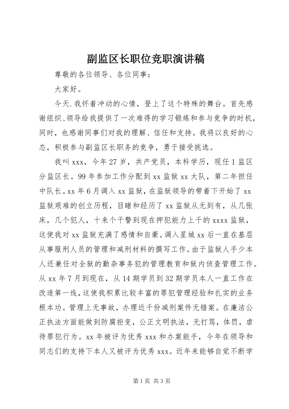 2023年副监区长职位竞职演讲稿.docx_第1页