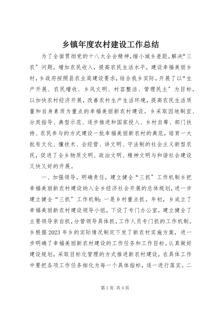 2023年乡镇年度农村建设工作总结.docx_第1页