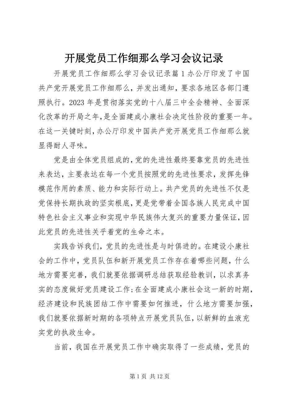 2023年发展党员工作细则学习会议记录.docx_第1页