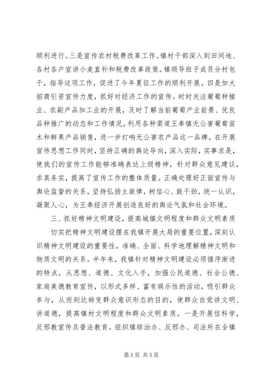 2023年镇人民政府半年终宣传思想工作总结.docx_第3页