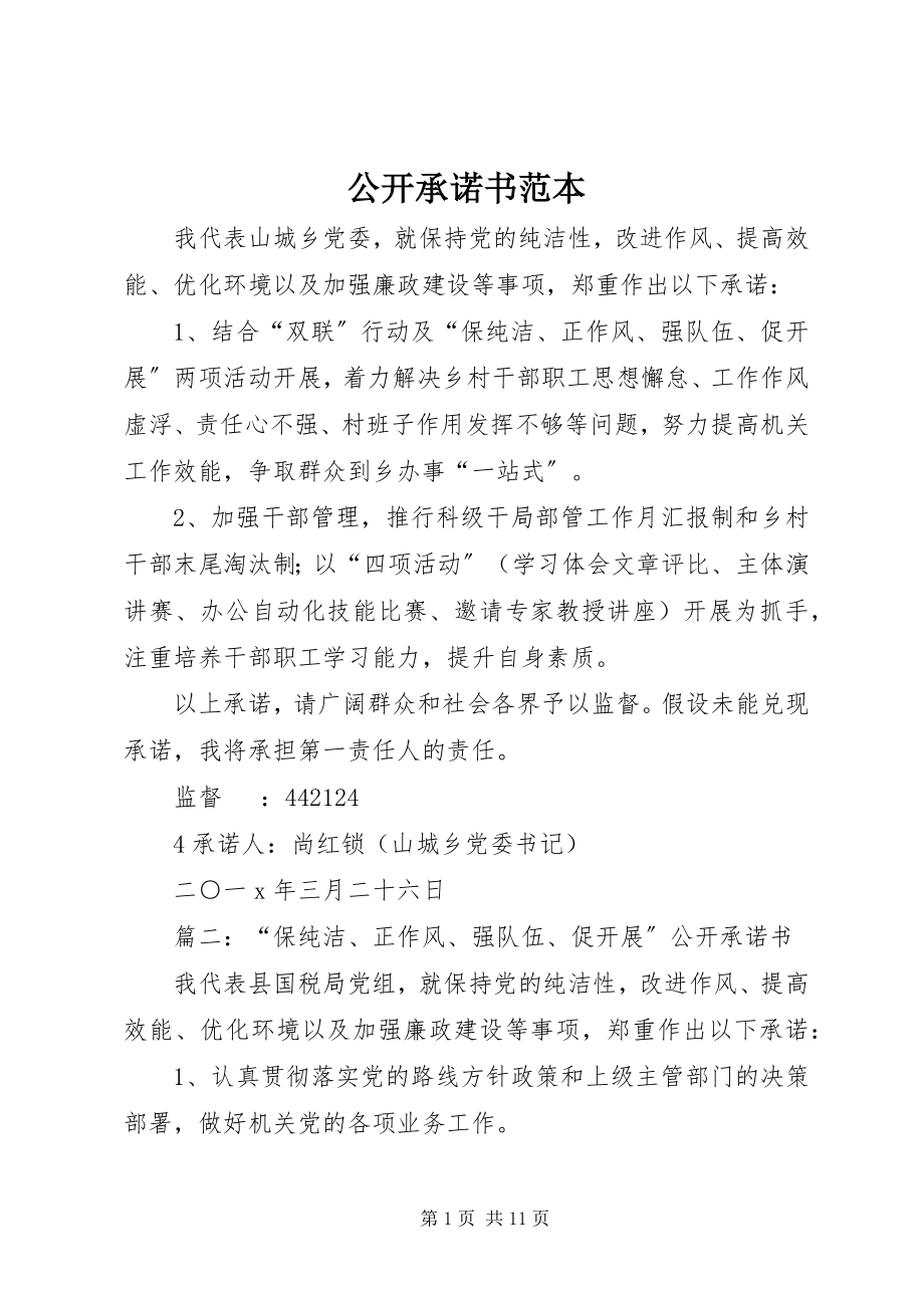 2023年公开承诺书范本.docx_第1页