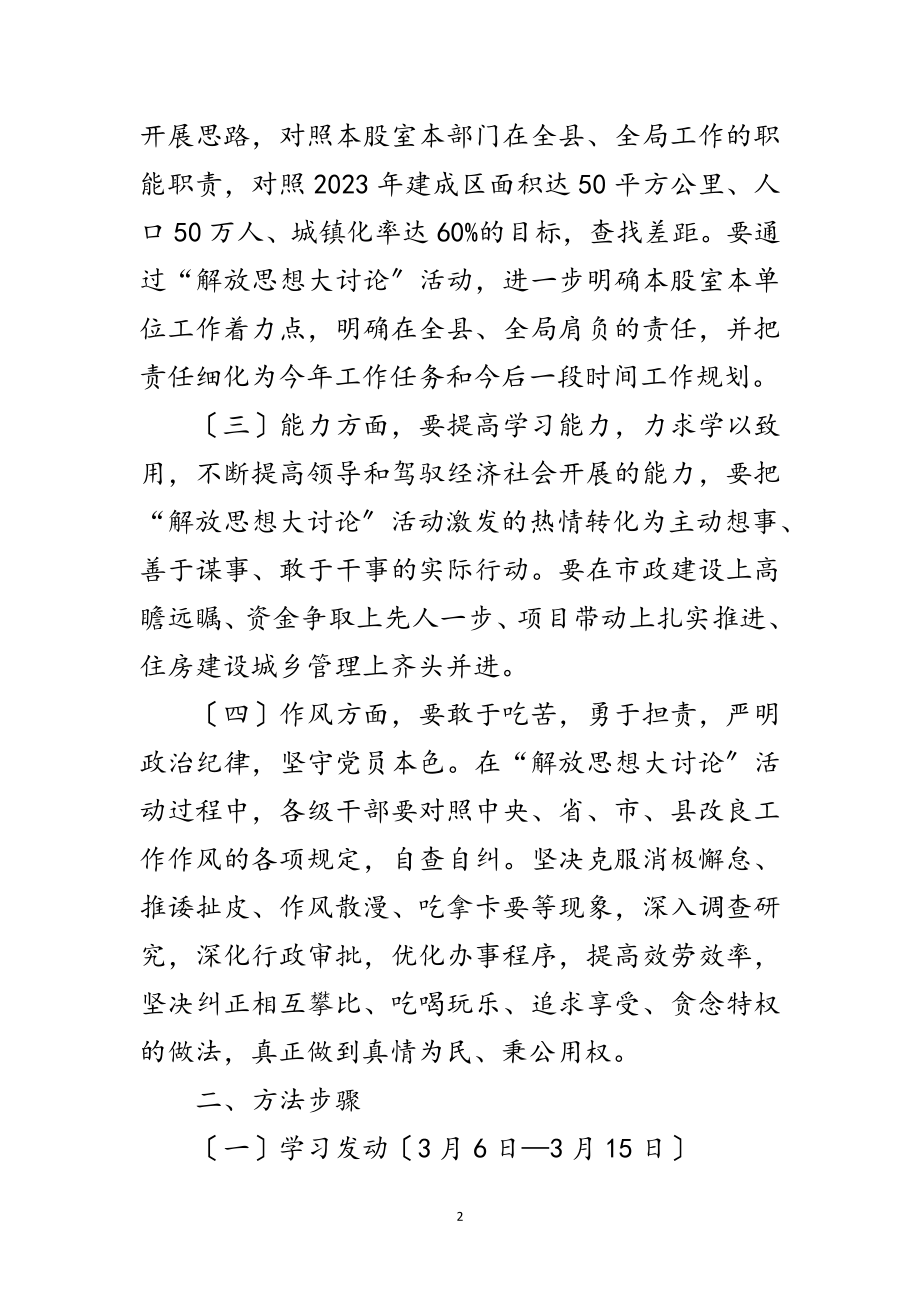 2023年建委开展解放思想大讨论活动方案范文.doc_第2页