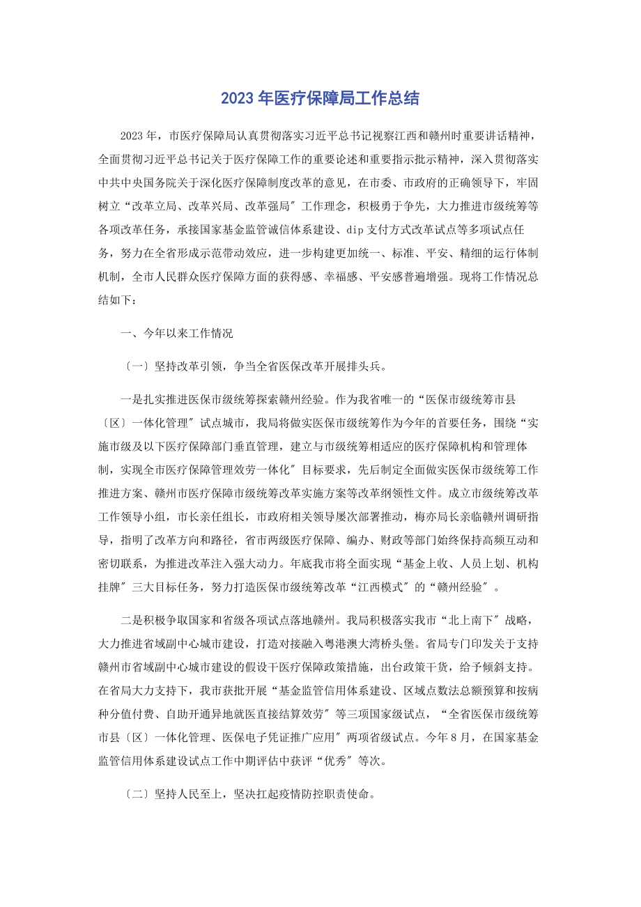 2023年医疗保障局工作总结.docx_第1页