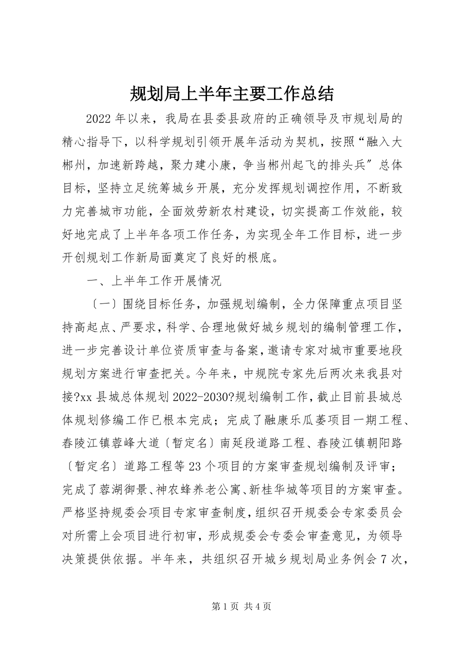 2023年规划局上半年主要工作总结.docx_第1页