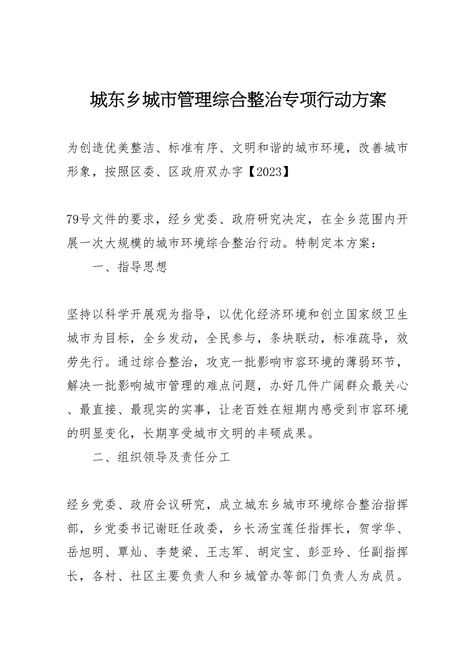 2023年城东乡城市管理综合整治专项行动方案.doc_第1页