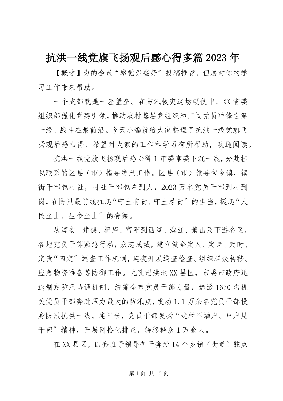 2023年抗洪一线党旗飞扬观后感心得多篇.docx_第1页