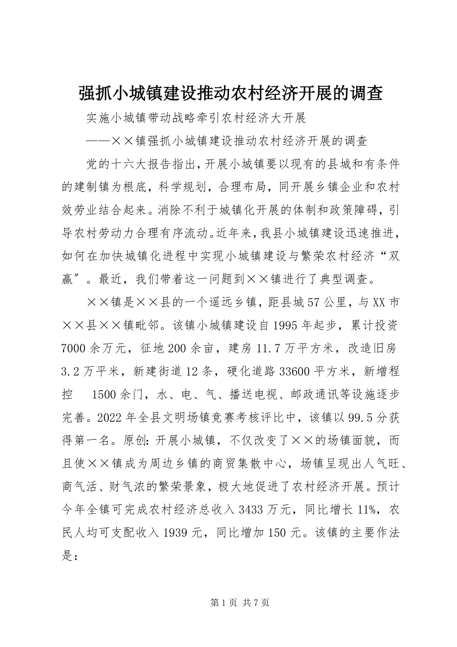 2023年强抓小城镇建设推动农村经济发展的调查.docx_第1页