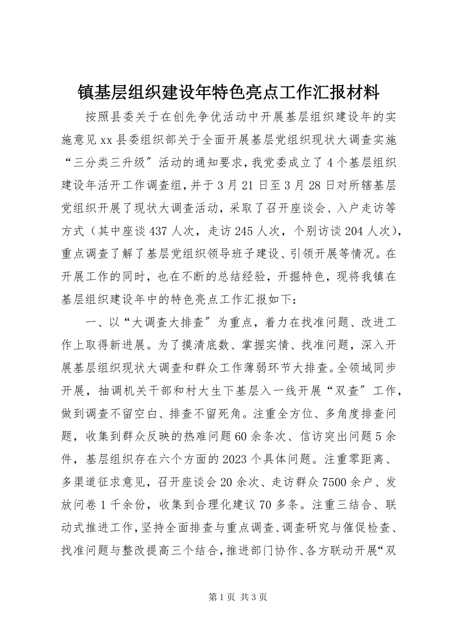 2023年镇基层组织建设年特色亮点工作汇报材料.docx_第1页