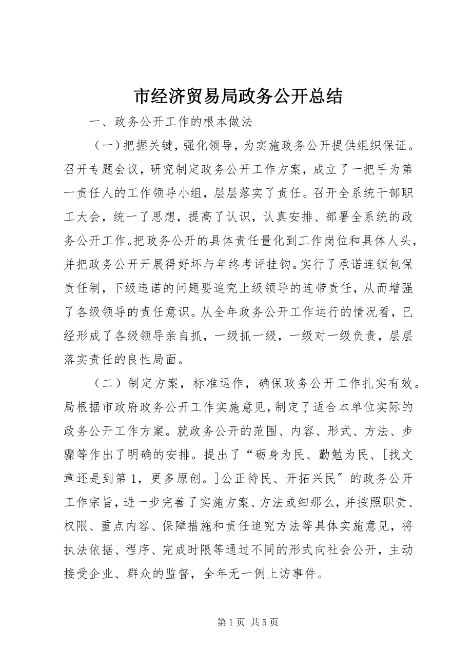 2023年市经济贸易局政务公开总结.docx_第1页