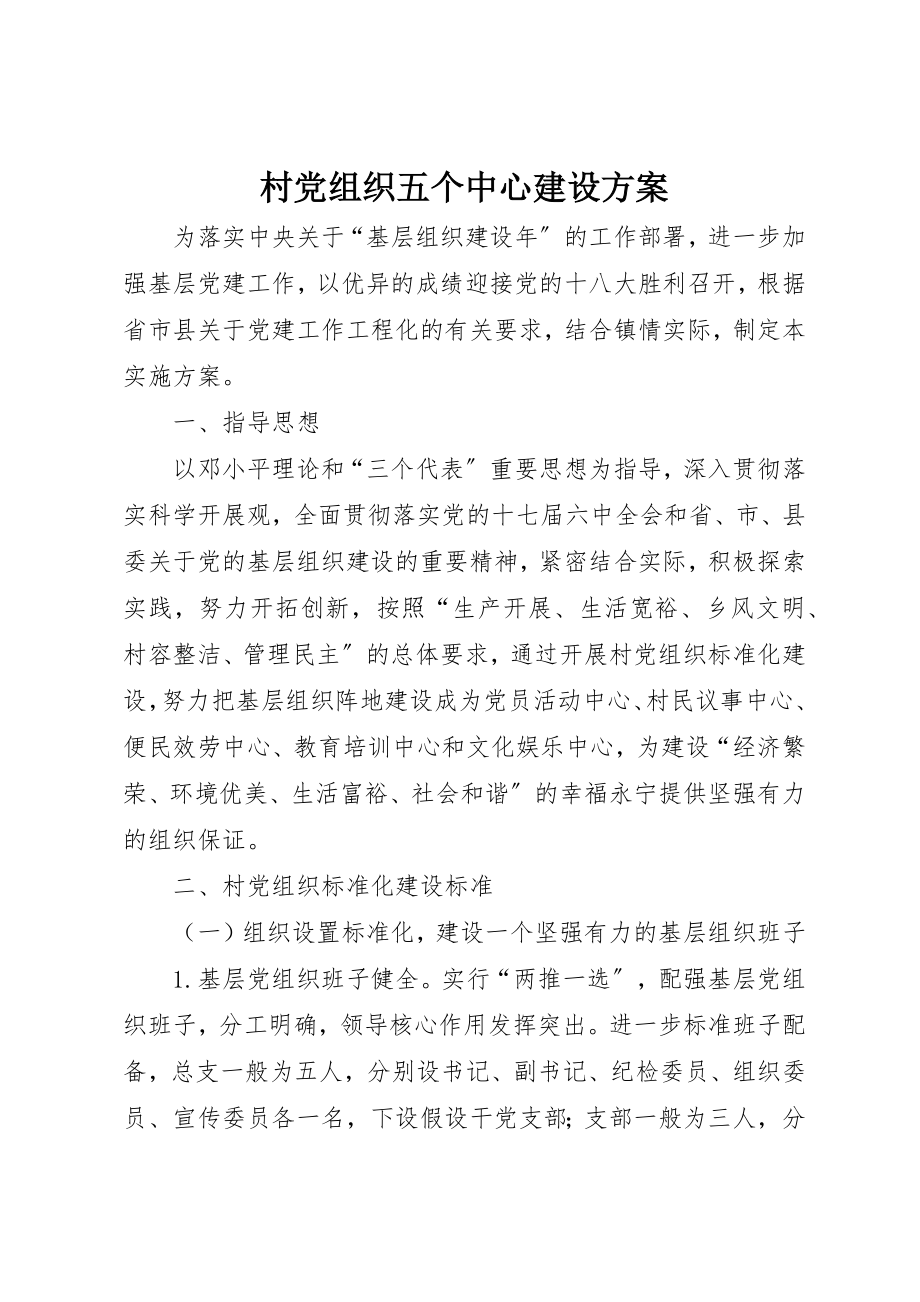 2023年村党组织五个中心建设方案新编.docx_第1页