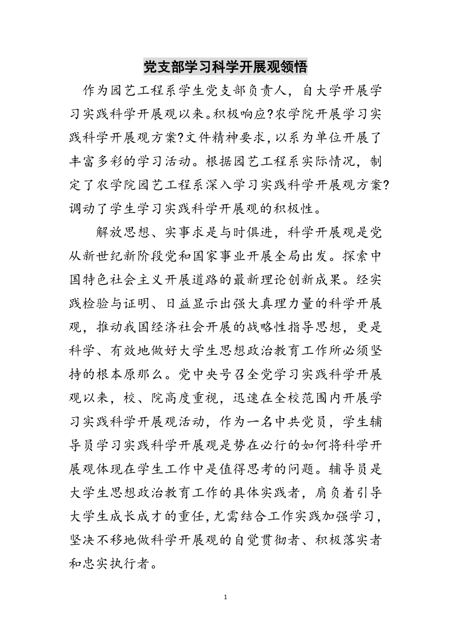 2023年党支部学习科学发展观领悟范文.doc_第1页