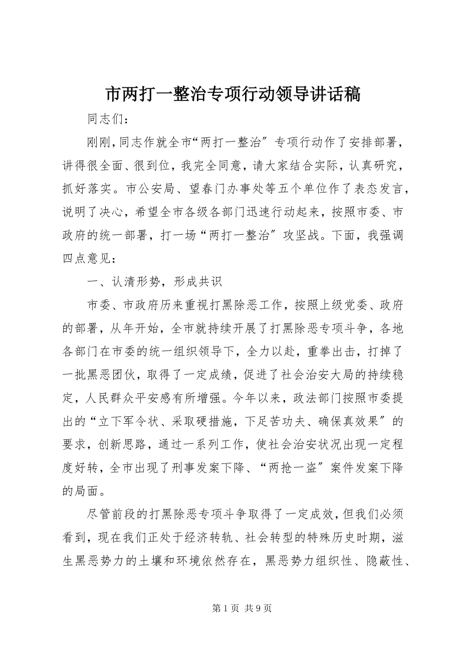 2023年市两打一整治专项行动领导致辞稿.docx_第1页