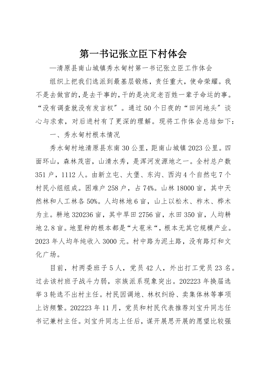 2023年第一书记张立臣下村体会新编.docx_第1页