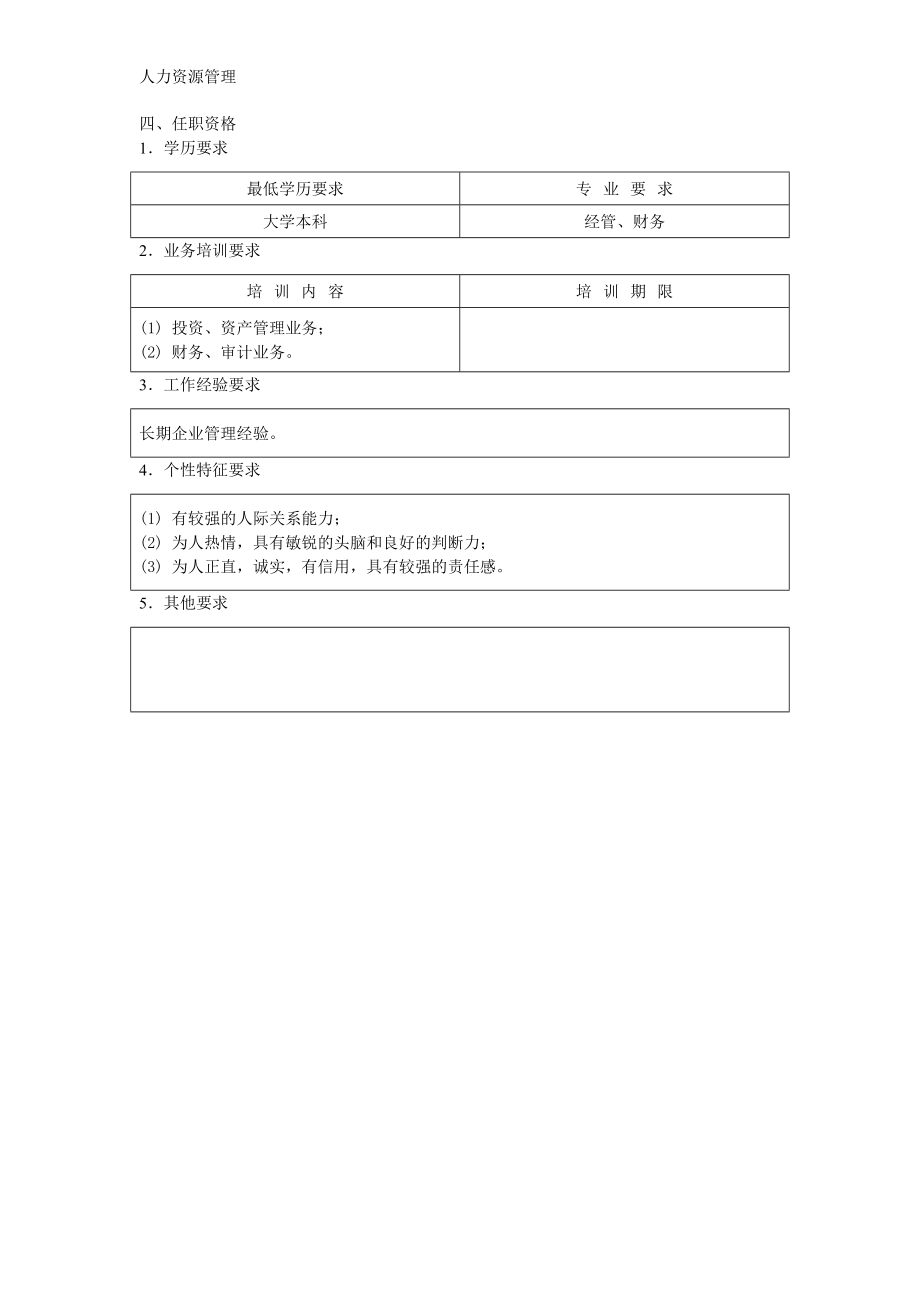 人力资源管理 企业管理 岗位说明 监事长职位说明书.docx_第2页