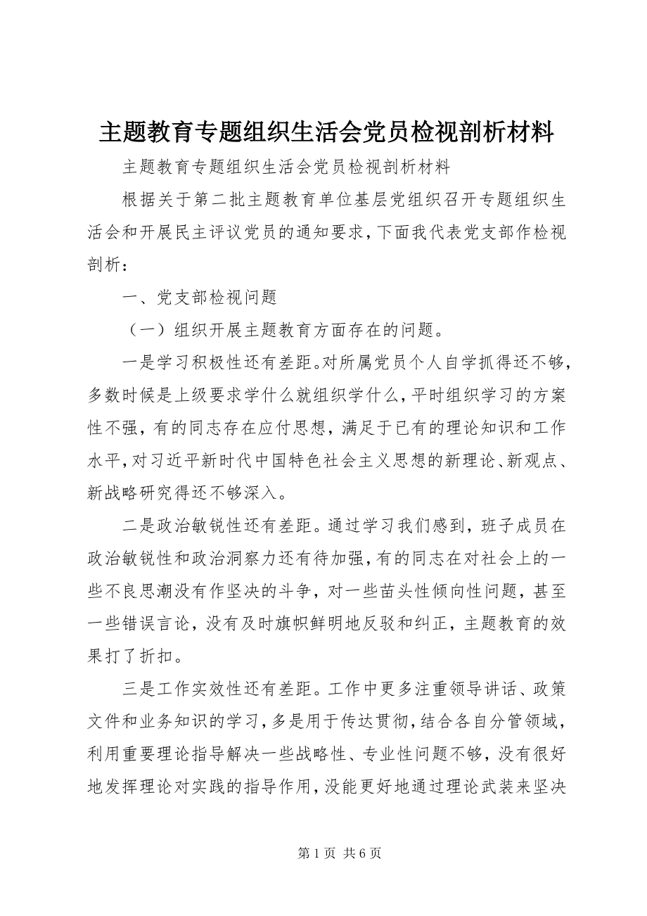 2023年主题教育专题组织生活会党员检视剖析材料.docx_第1页