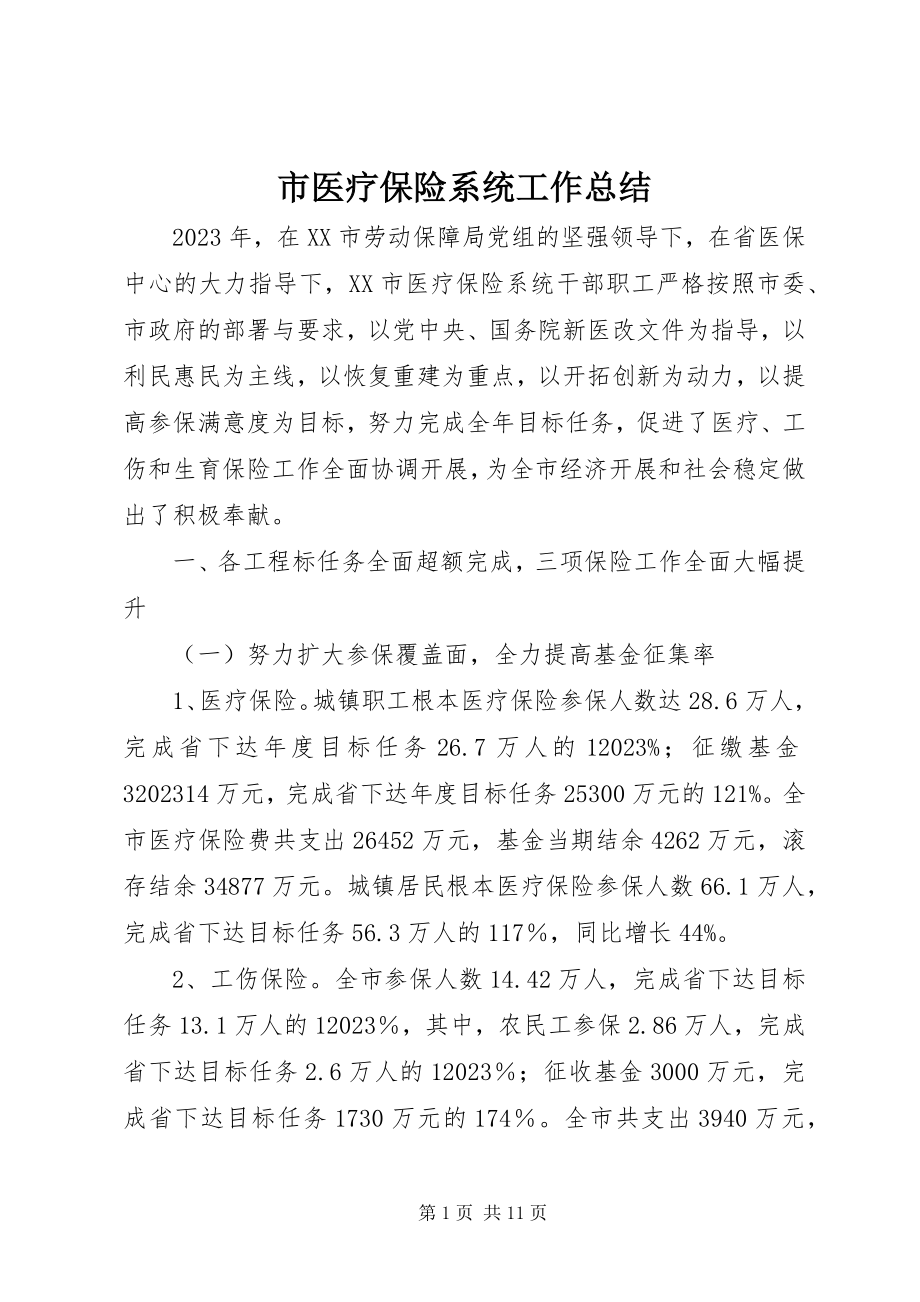 2023年市医疗保险系统工作总结.docx_第1页