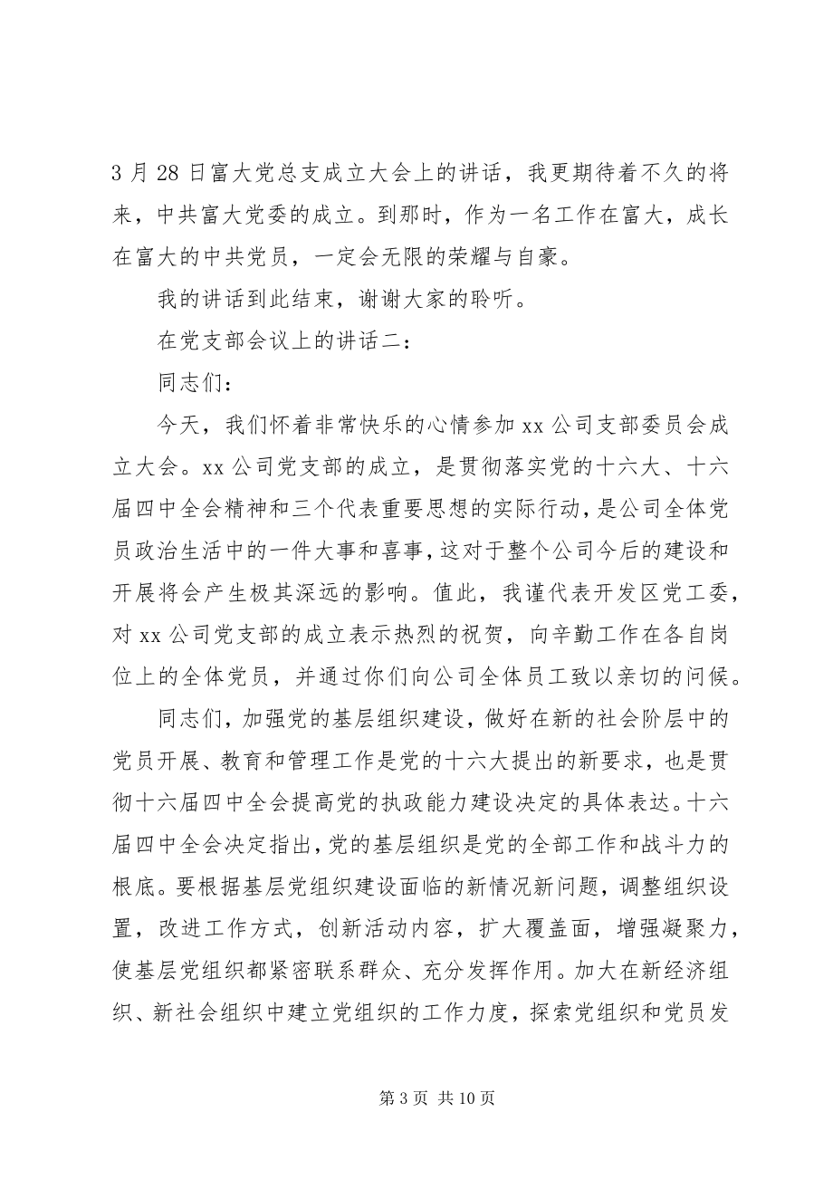 2023年在党支部会议上的致辞3篇.docx_第3页