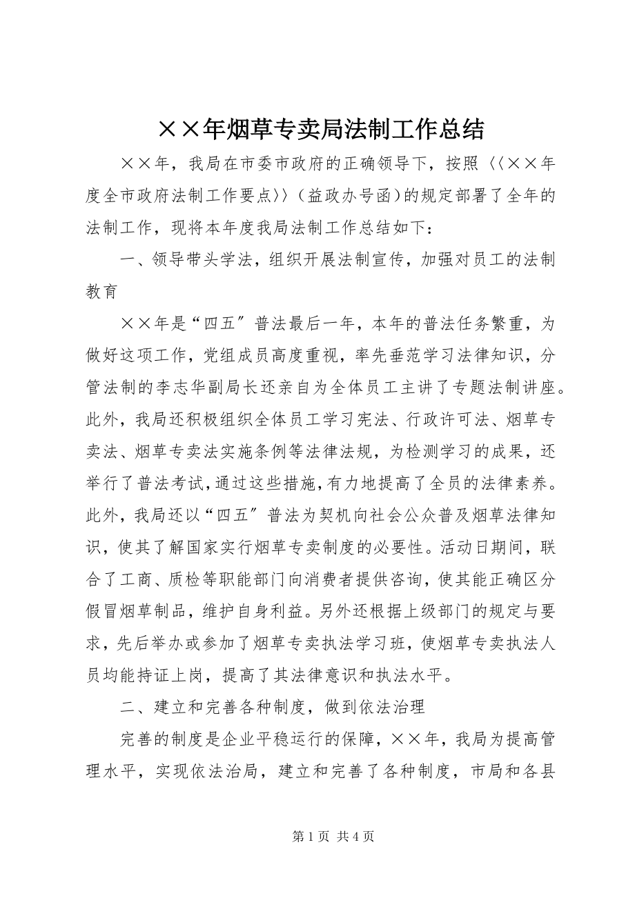 2023年烟草专卖局法制工作总结.docx_第1页