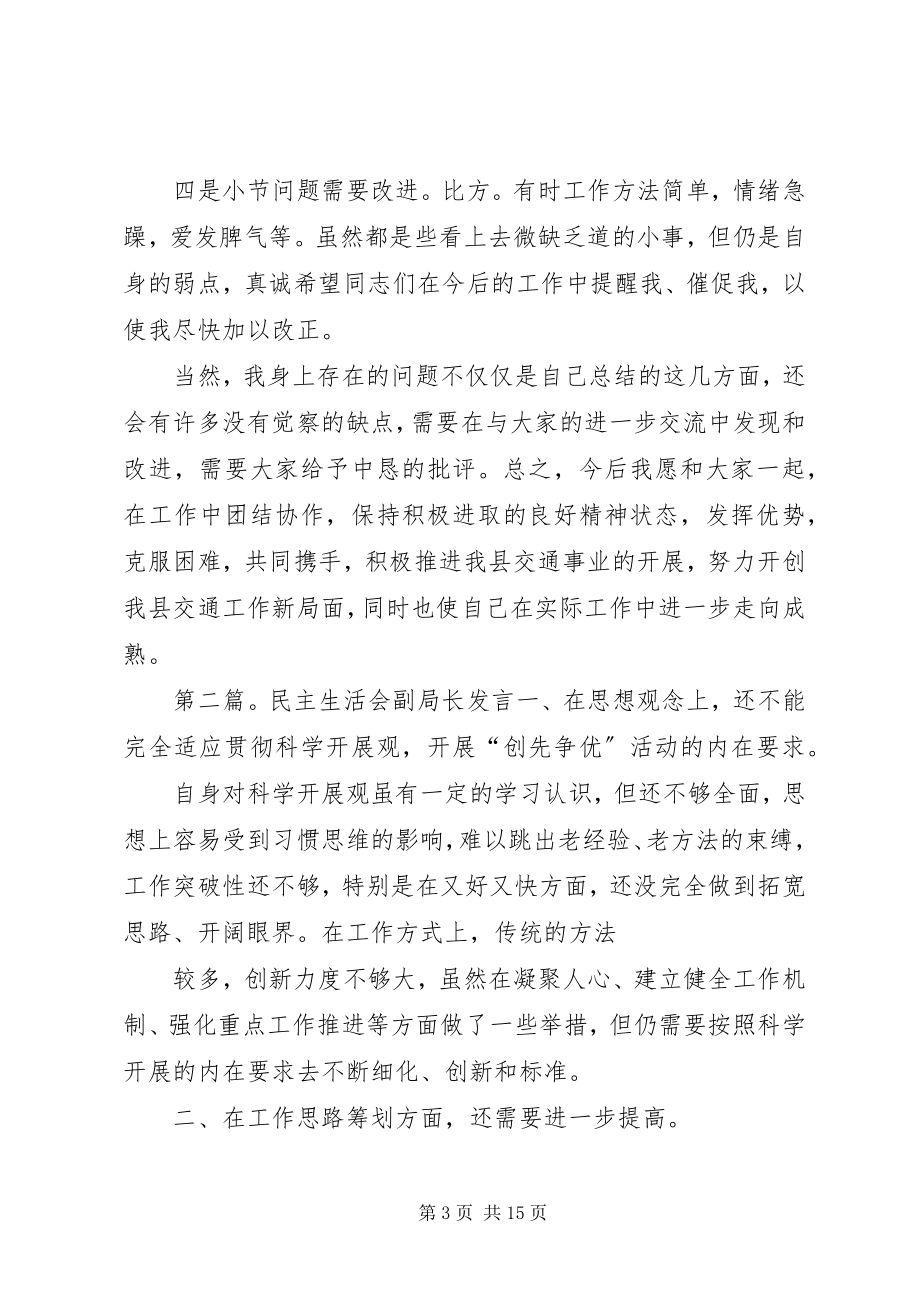 2023年民主生活会讲话材料副局长.docx_第3页