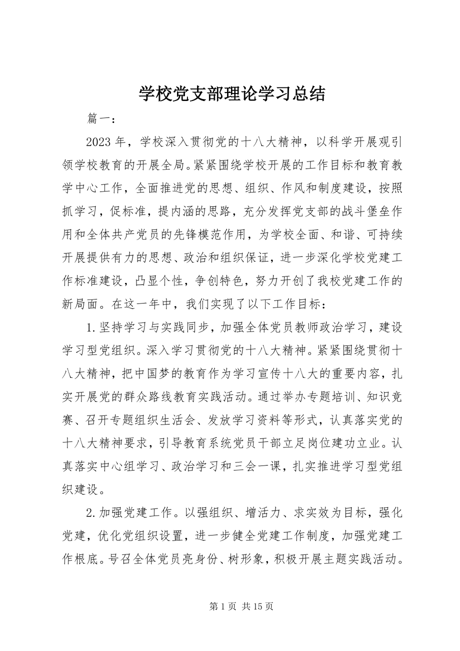 2023年学校党支部理论学习总结.docx_第1页