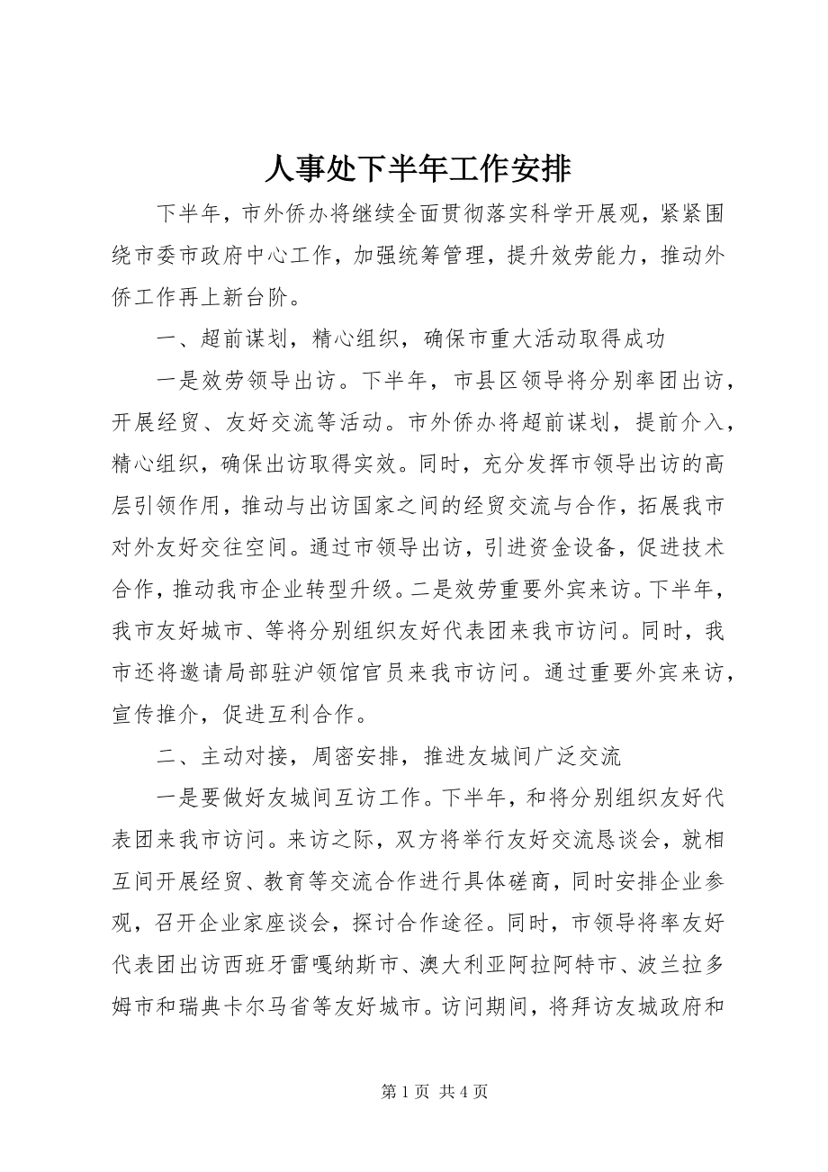 2023年人事处下半年工作安排.docx_第1页