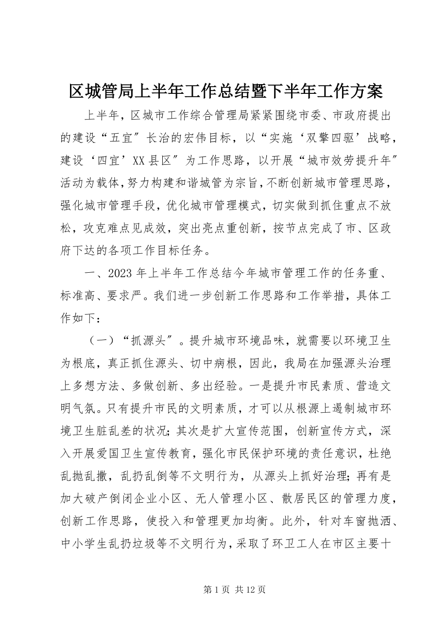 2023年区城管局上半年工作总结暨下半年工作计划.docx_第1页