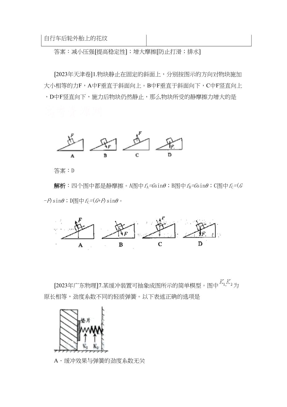 2023年高考试题分类汇编力物体的平衡（22页word版）高中物理.docx_第2页