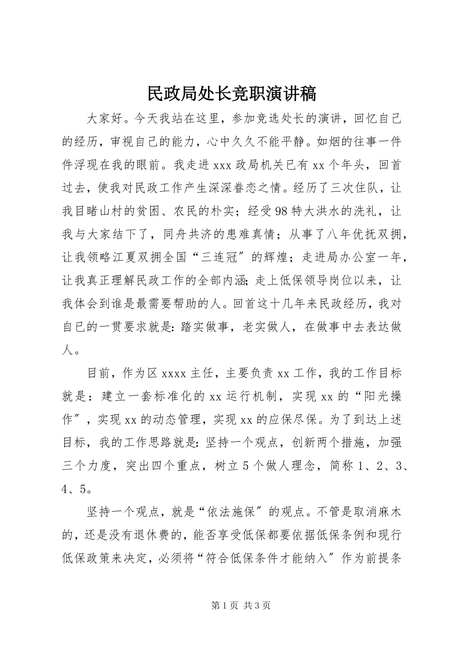 2023年民政局处长竞职演讲稿.docx_第1页