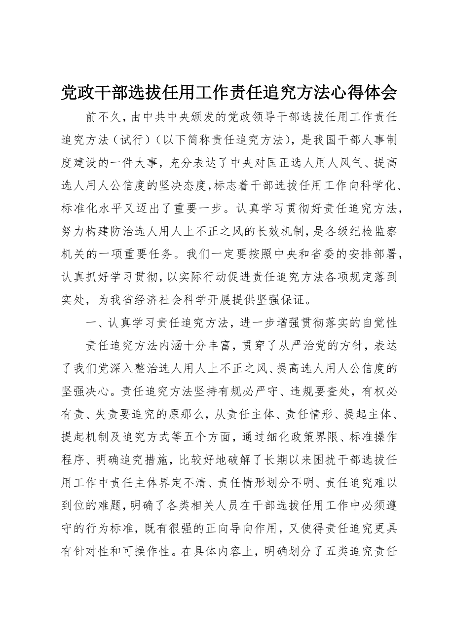 2023年党政干部选拔任用工作责任追究办法心得体会.docx_第1页