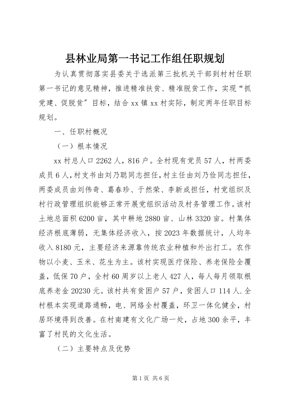 2023年县林业局第一书记工作组任职规划.docx_第1页