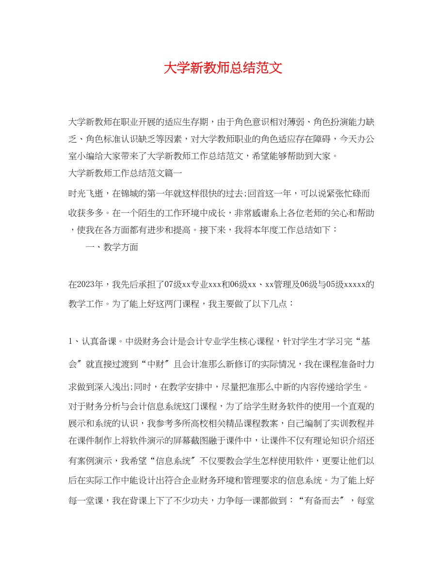 2023年大学新教师总结.docx_第1页