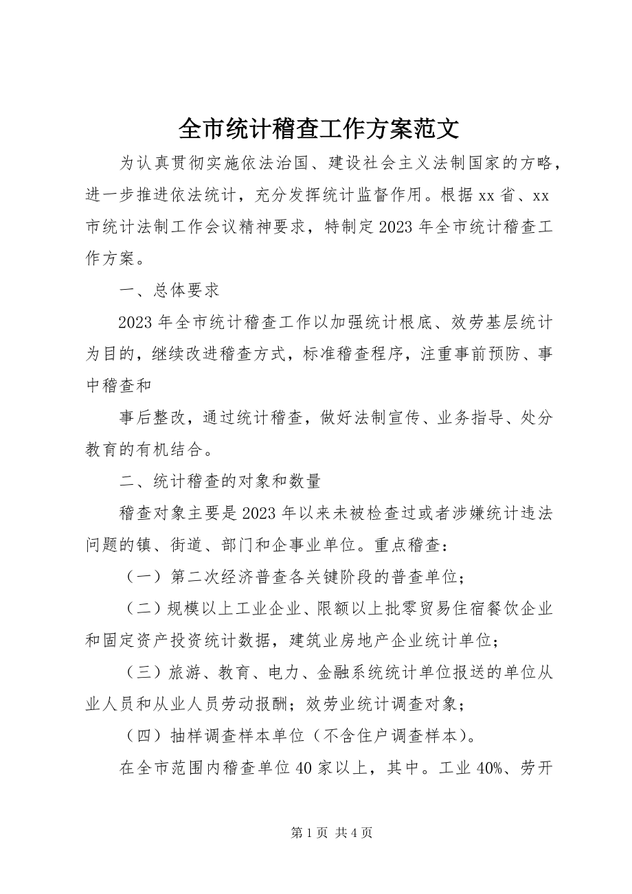 2023年全市统计稽查工作计划2.docx_第1页