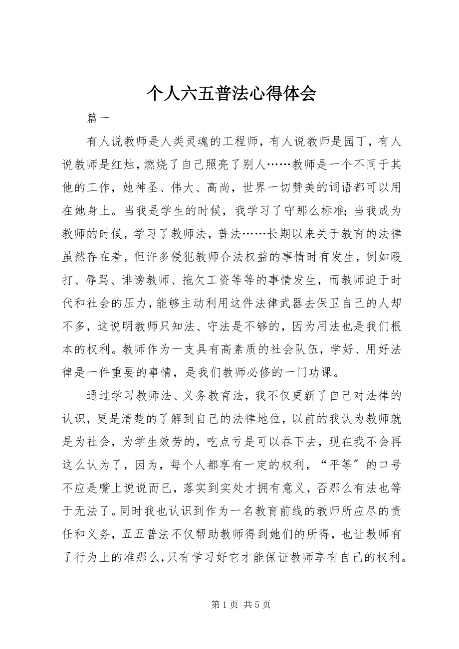 2023年个人六五普法心得体会.docx_第1页