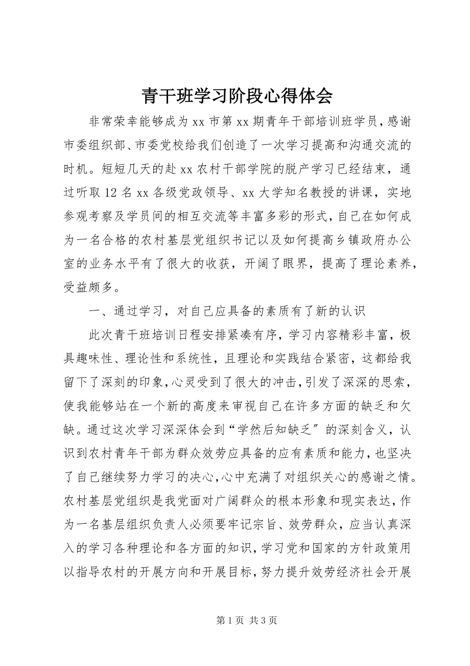 2023年青干班学习阶段心得体会.docx_第1页