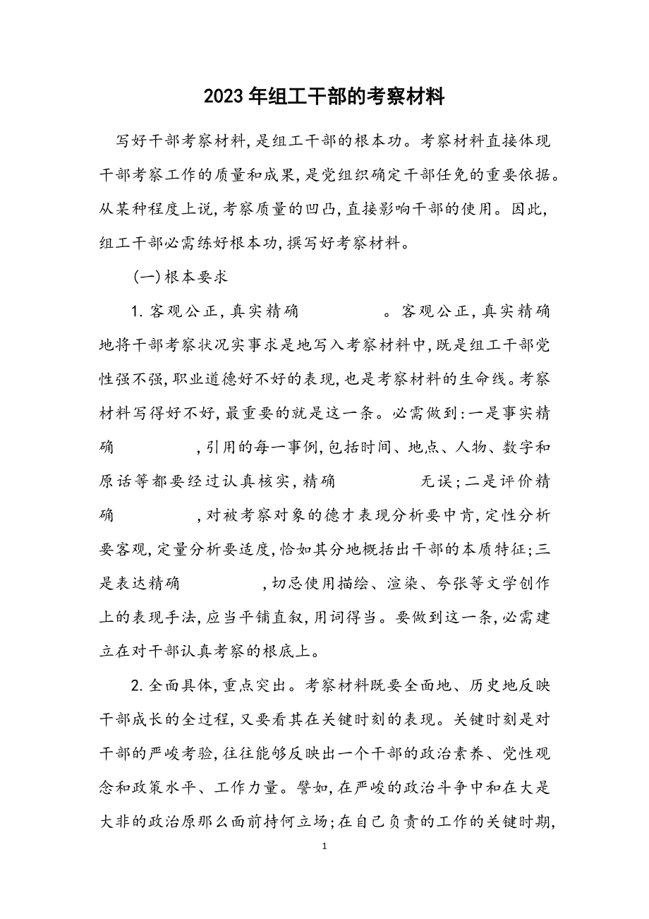 2023年组工干部的考察材料.docx_第1页