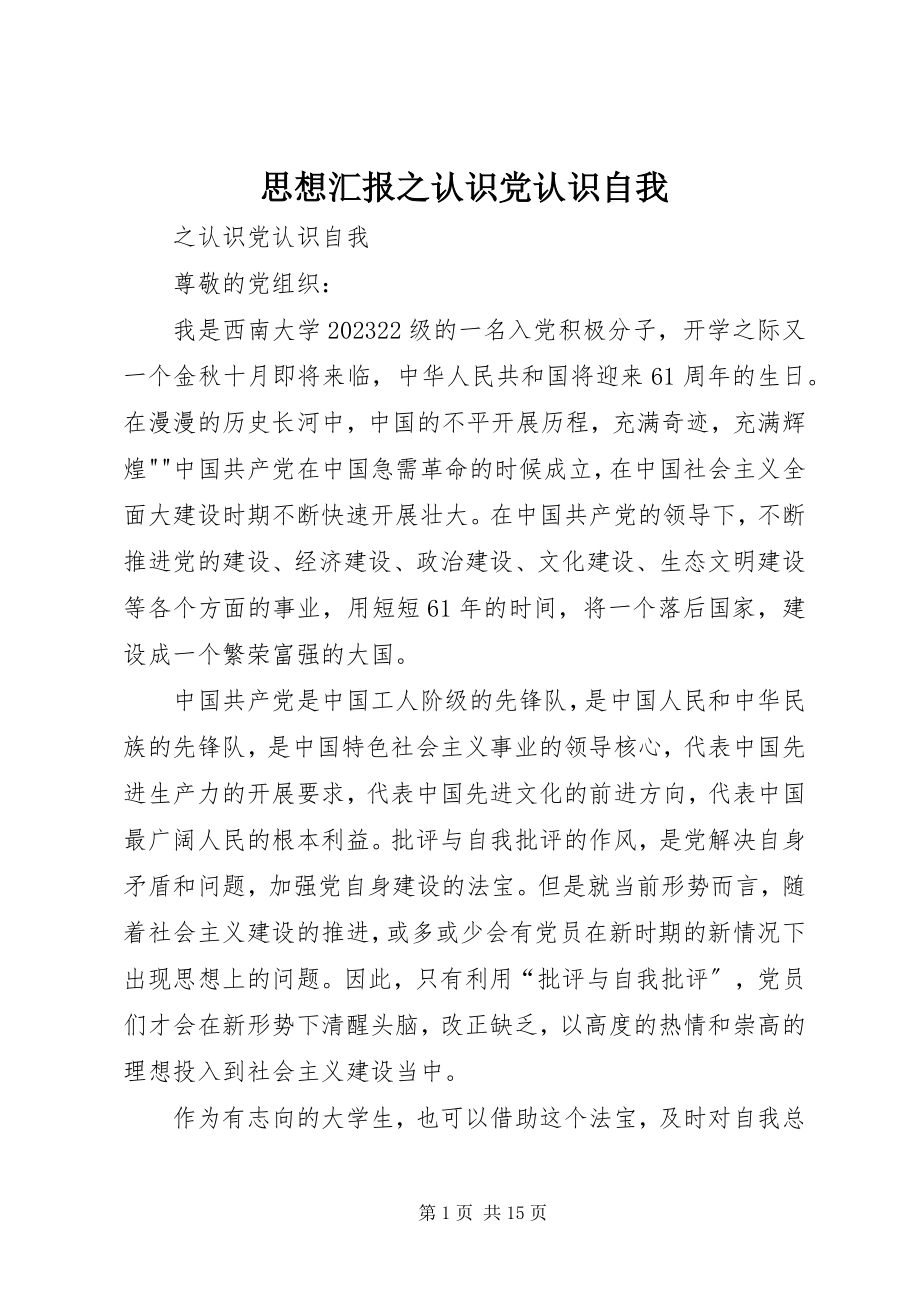 2023年思想汇报之认识党认识自我.docx_第1页