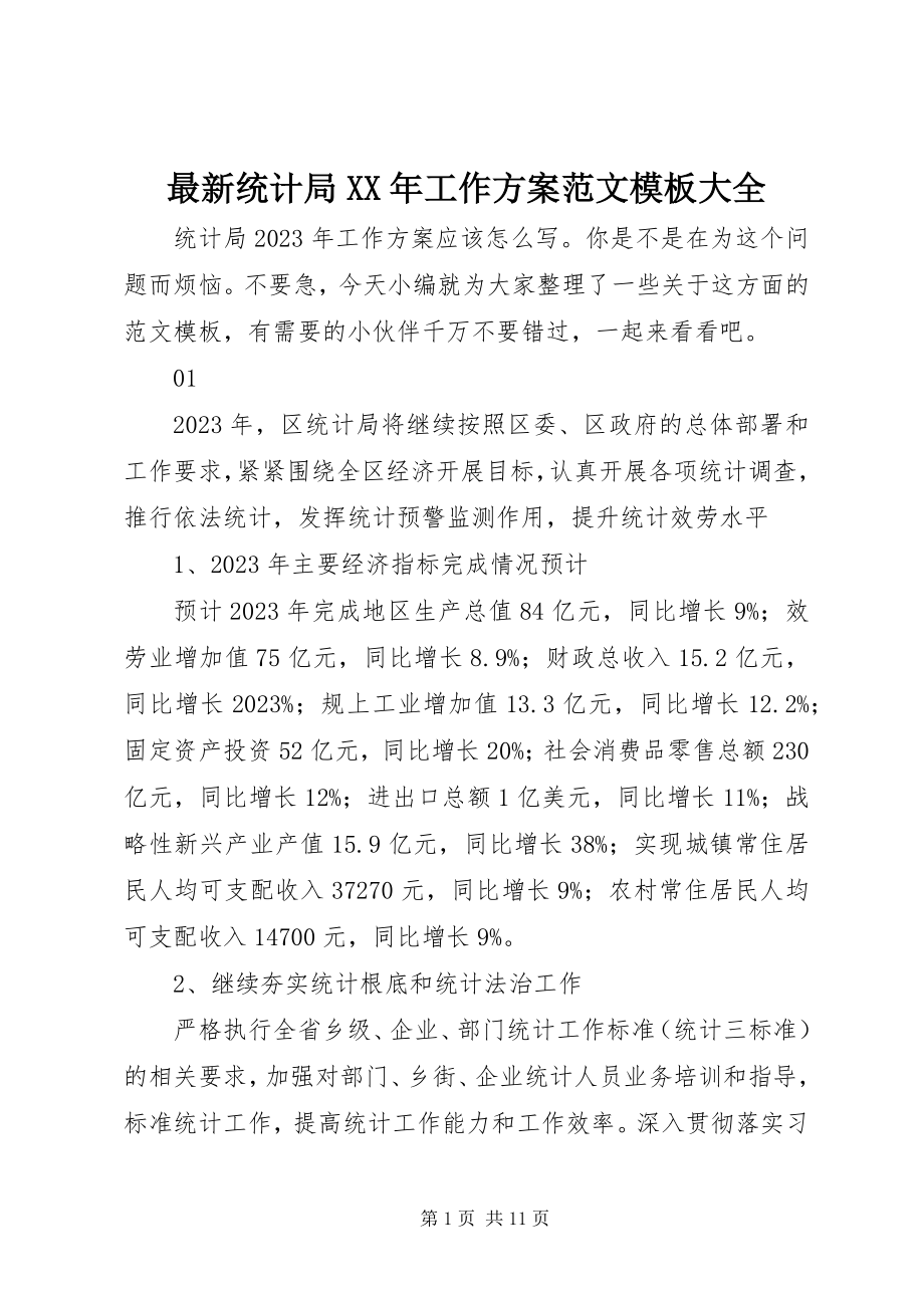 2023年统计局工作计划模板大全.docx_第1页