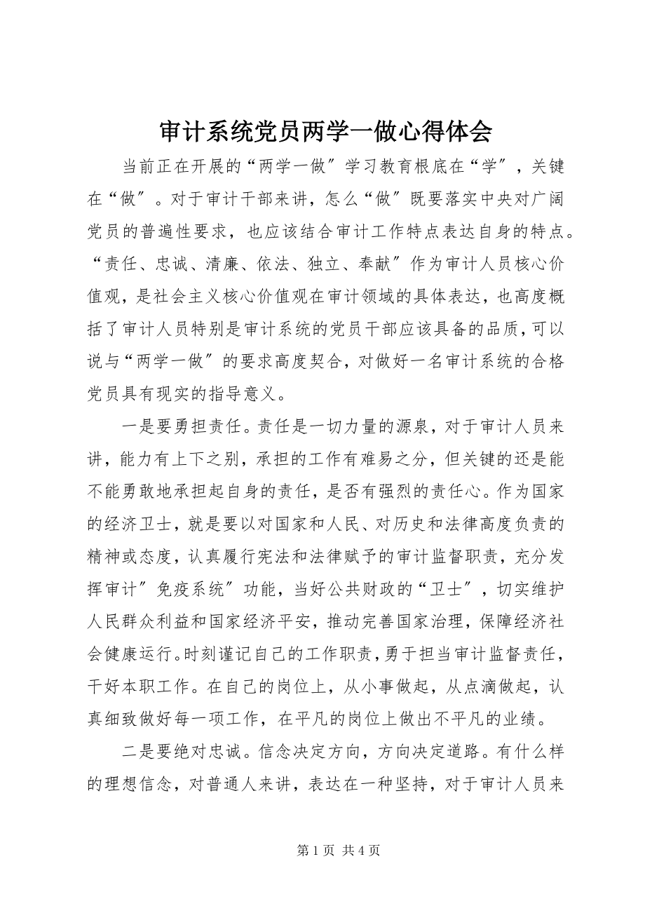 2023年审计系统党员两学一做心得体会.docx_第1页