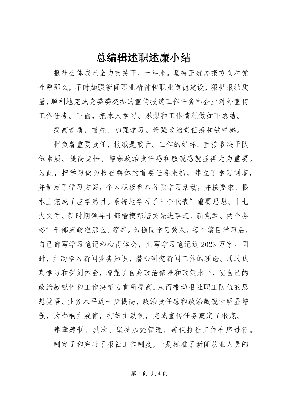 2023年总编辑述职述廉小结.docx_第1页