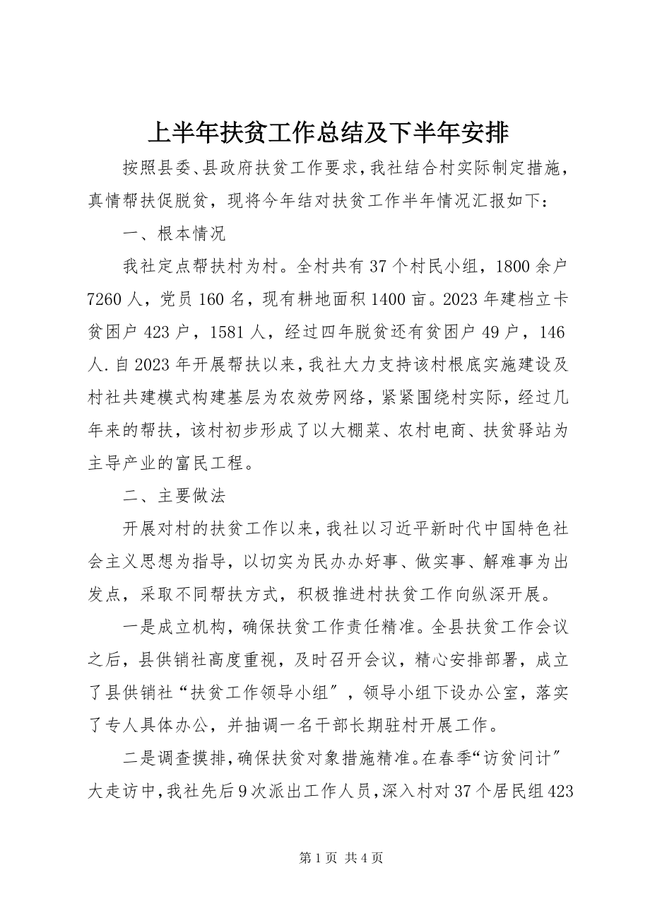 2023年上半年扶贫工作总结及下半年安排.docx_第1页