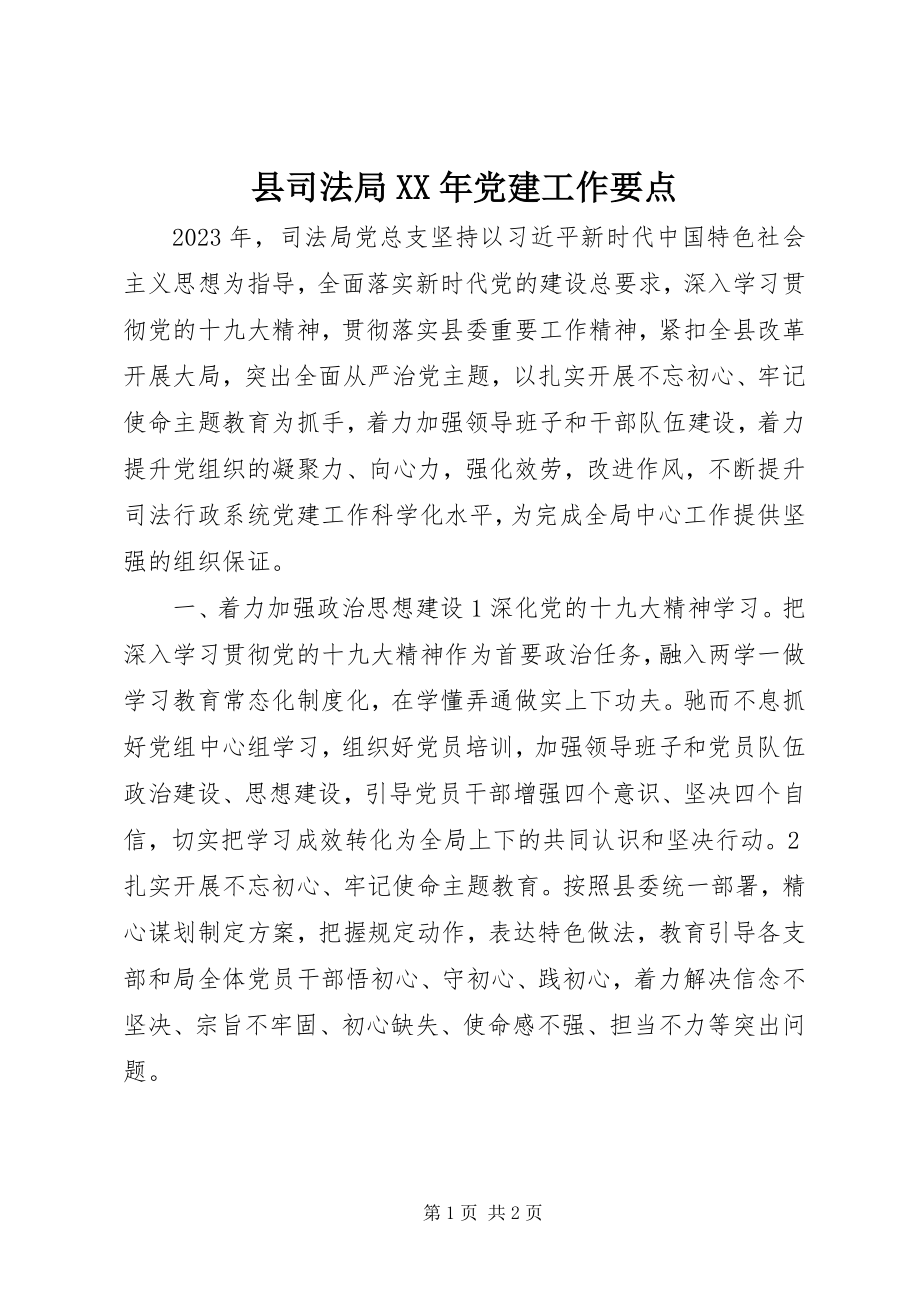 2023年县司法局党建工作要点.docx_第1页