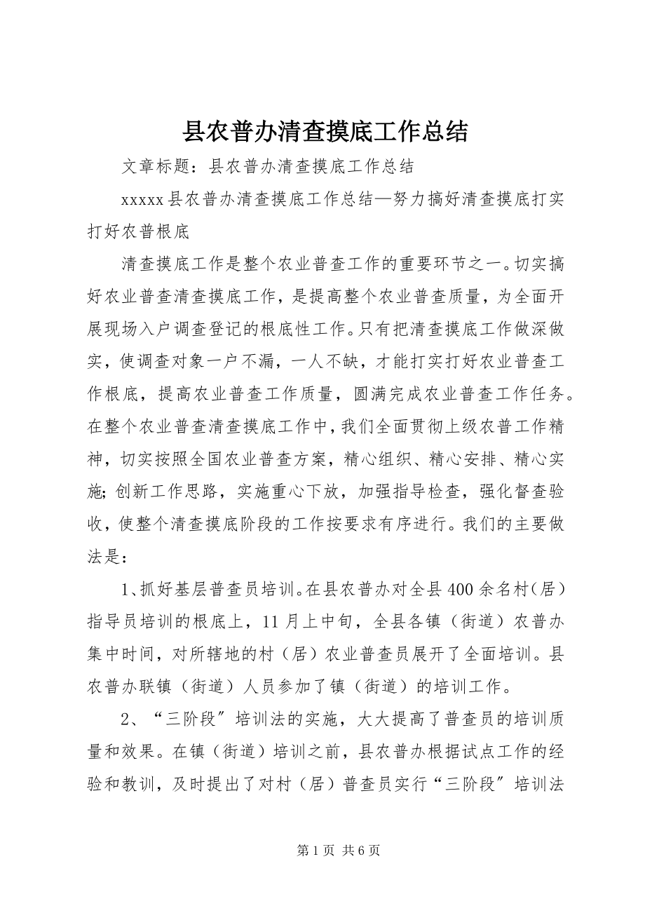 2023年县农普办清查摸底工作总结.docx_第1页