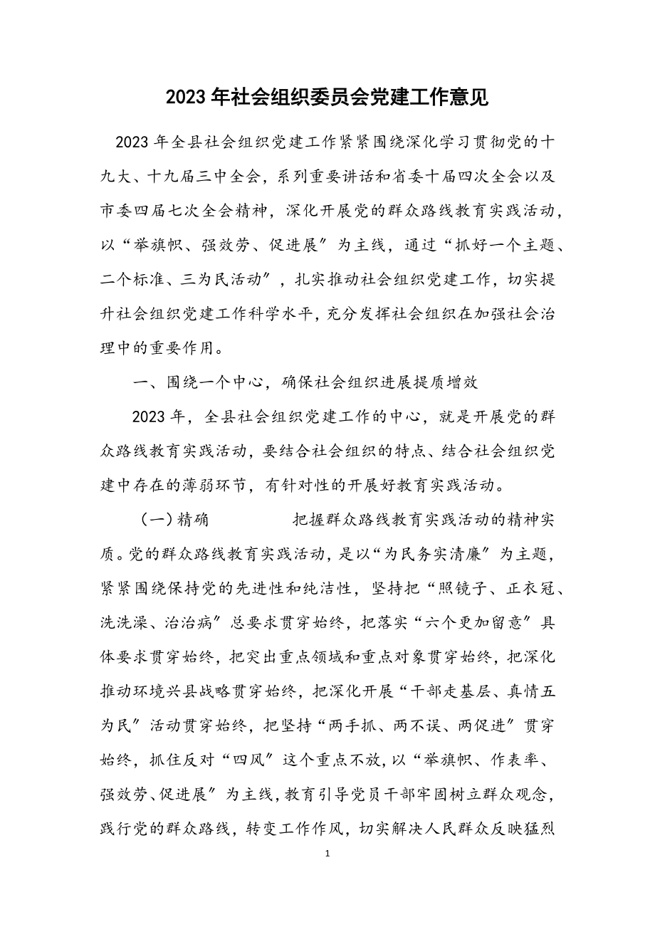 2023年社会组织委员会党建工作意见.docx_第1页