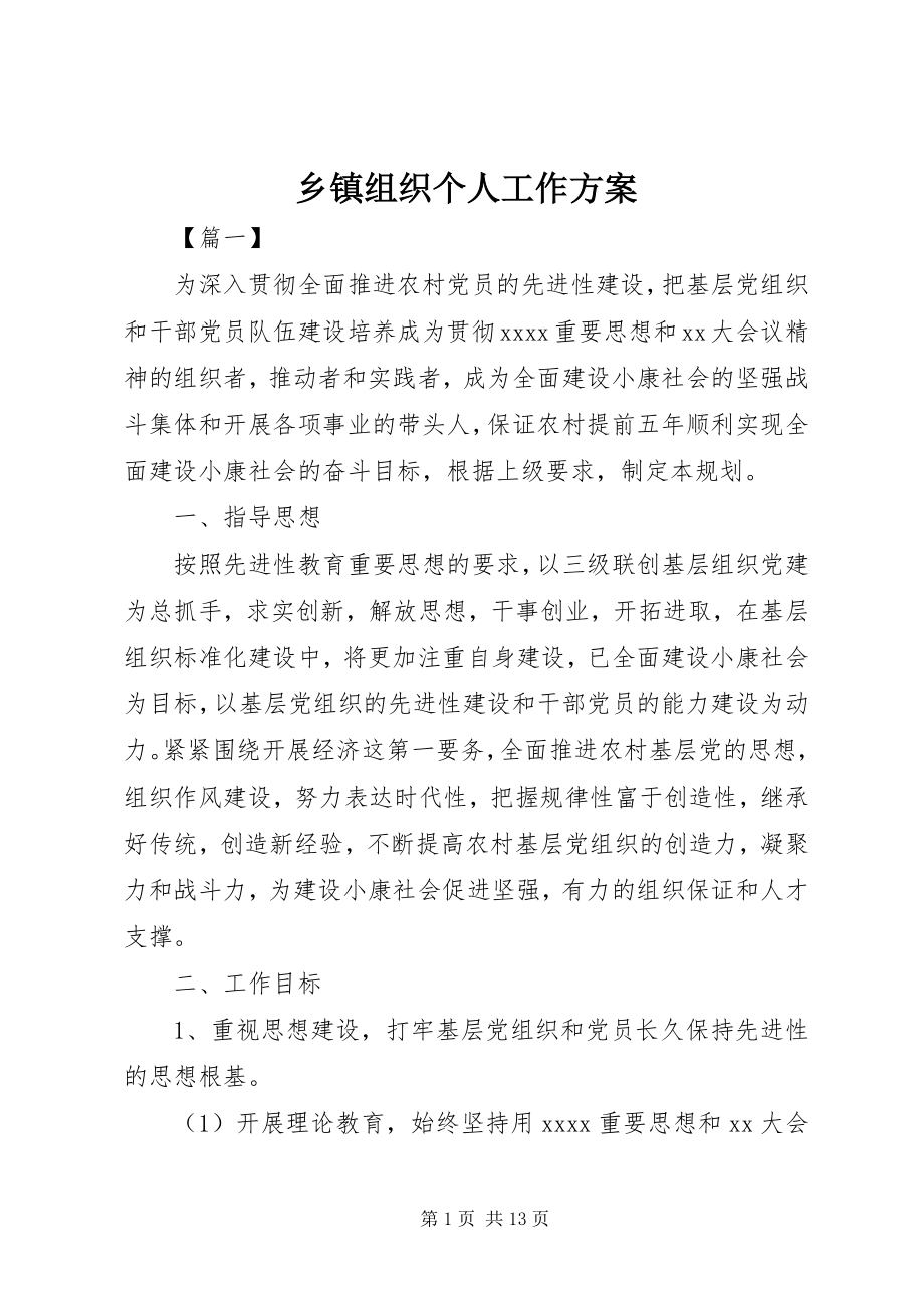 2023年乡镇组织个人工作计划.docx_第1页