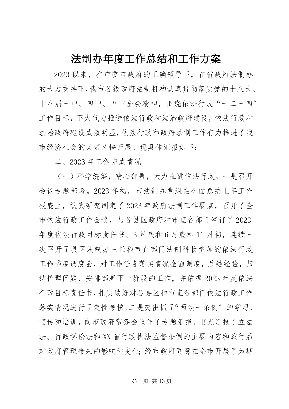 2023年法制办年度工作总结和工作计划.docx_第1页