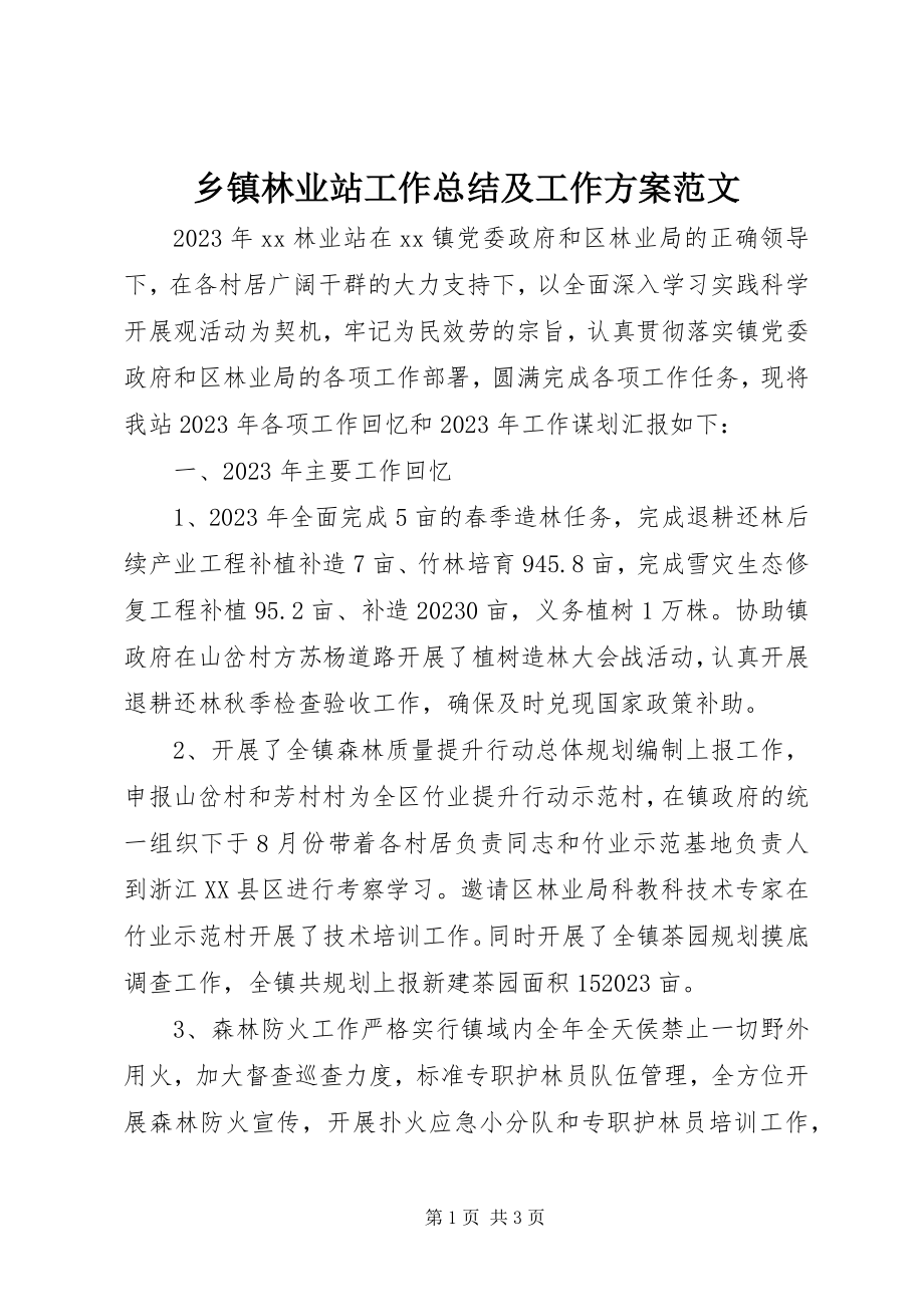 2023年乡镇林业站工作总结及工作计划2.docx_第1页