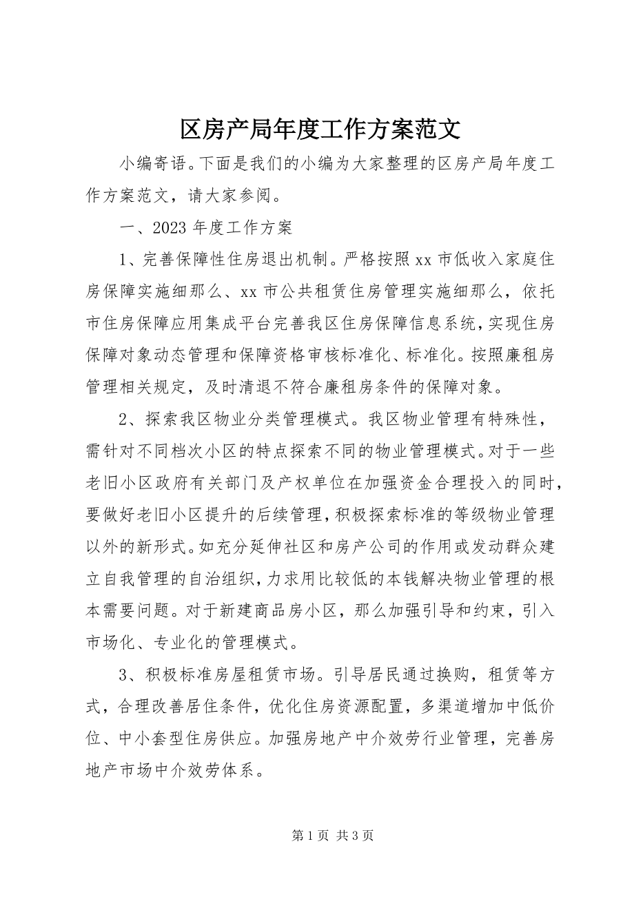 2023年区房产局年度工作计划.docx_第1页