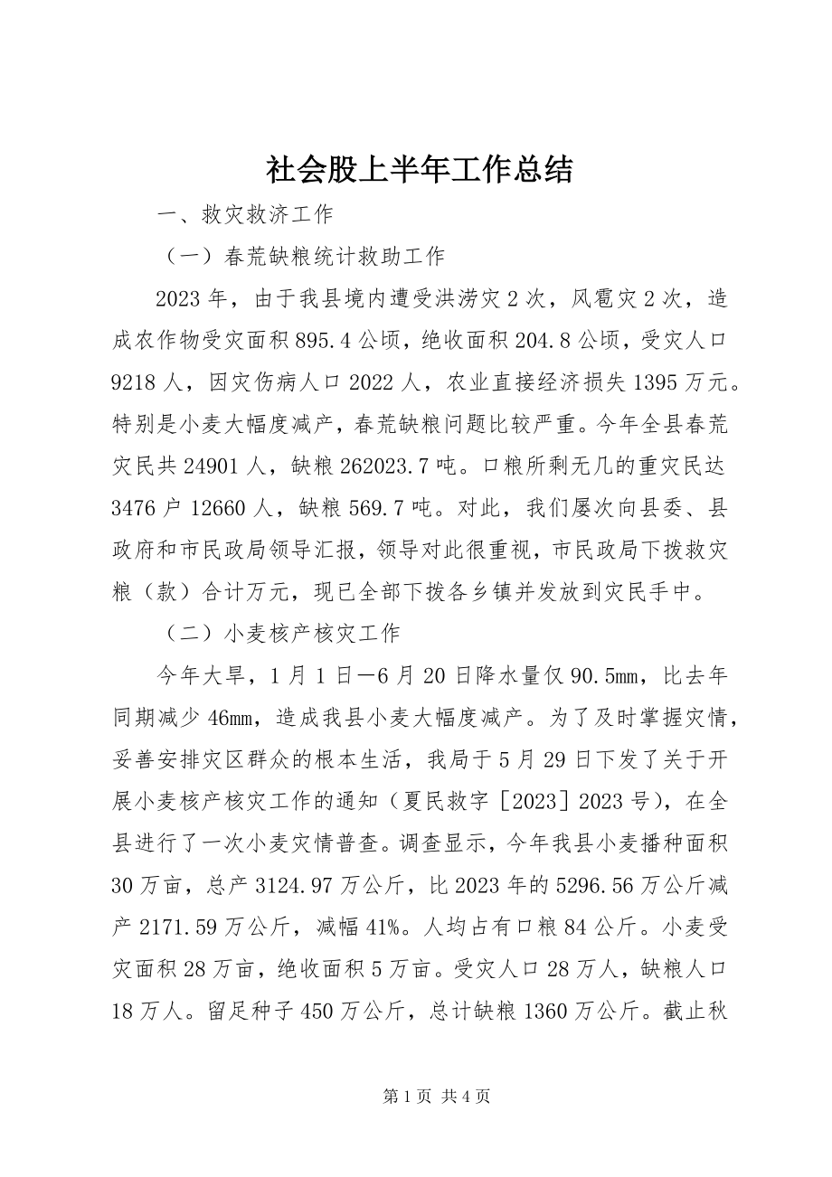 2023年社会股上半年工作总结.docx_第1页