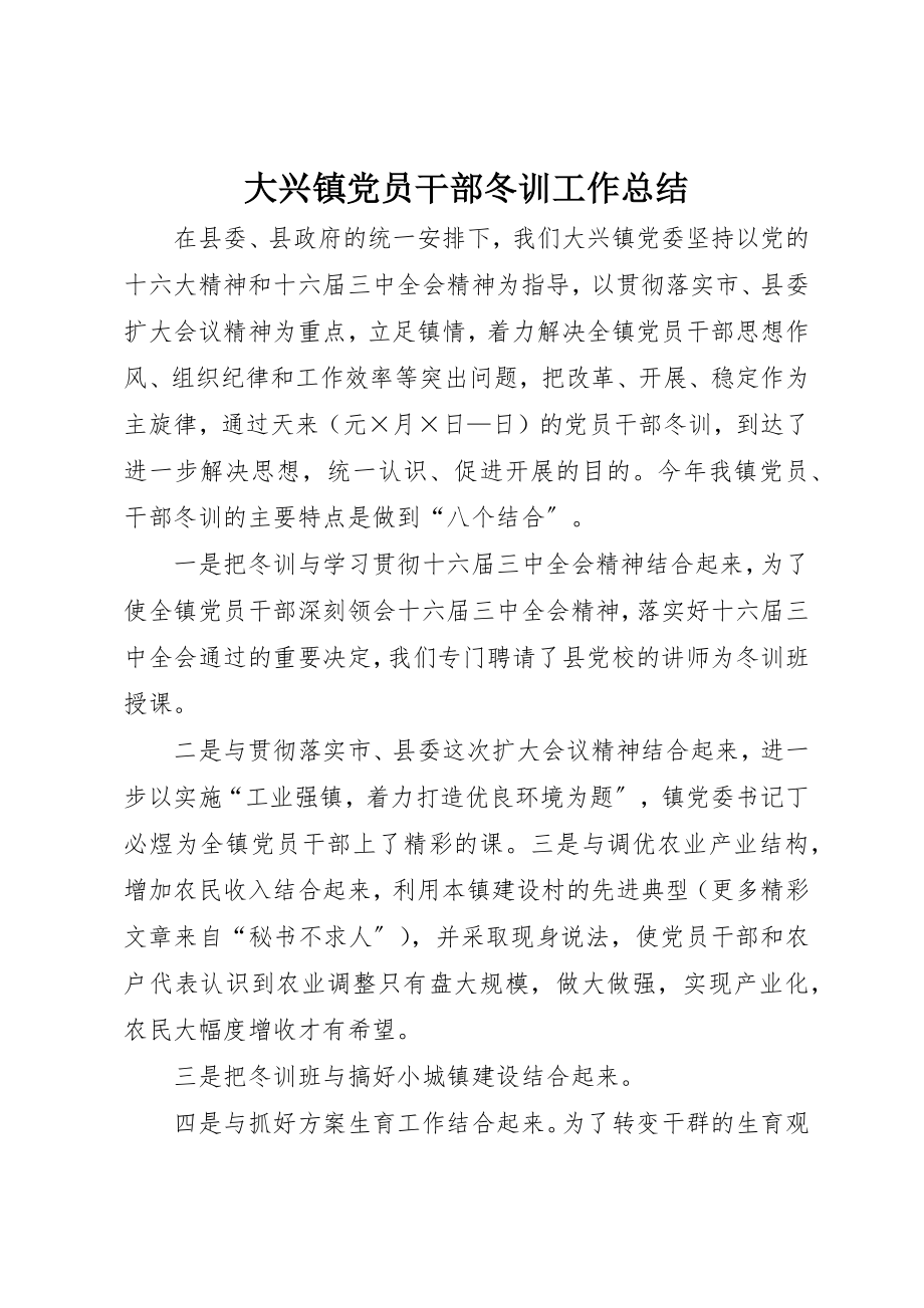 2023年大兴镇党员干部冬训工作总结.docx_第1页